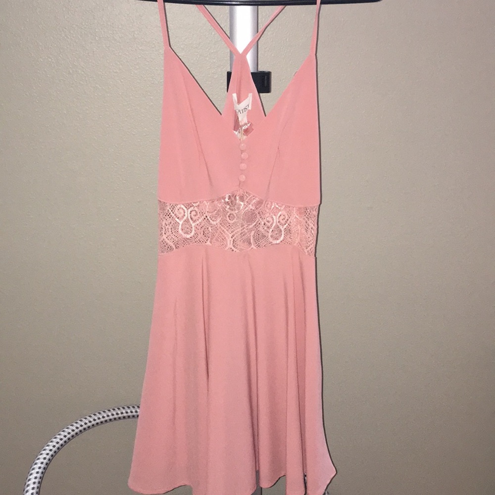 Pink dress with lace middle